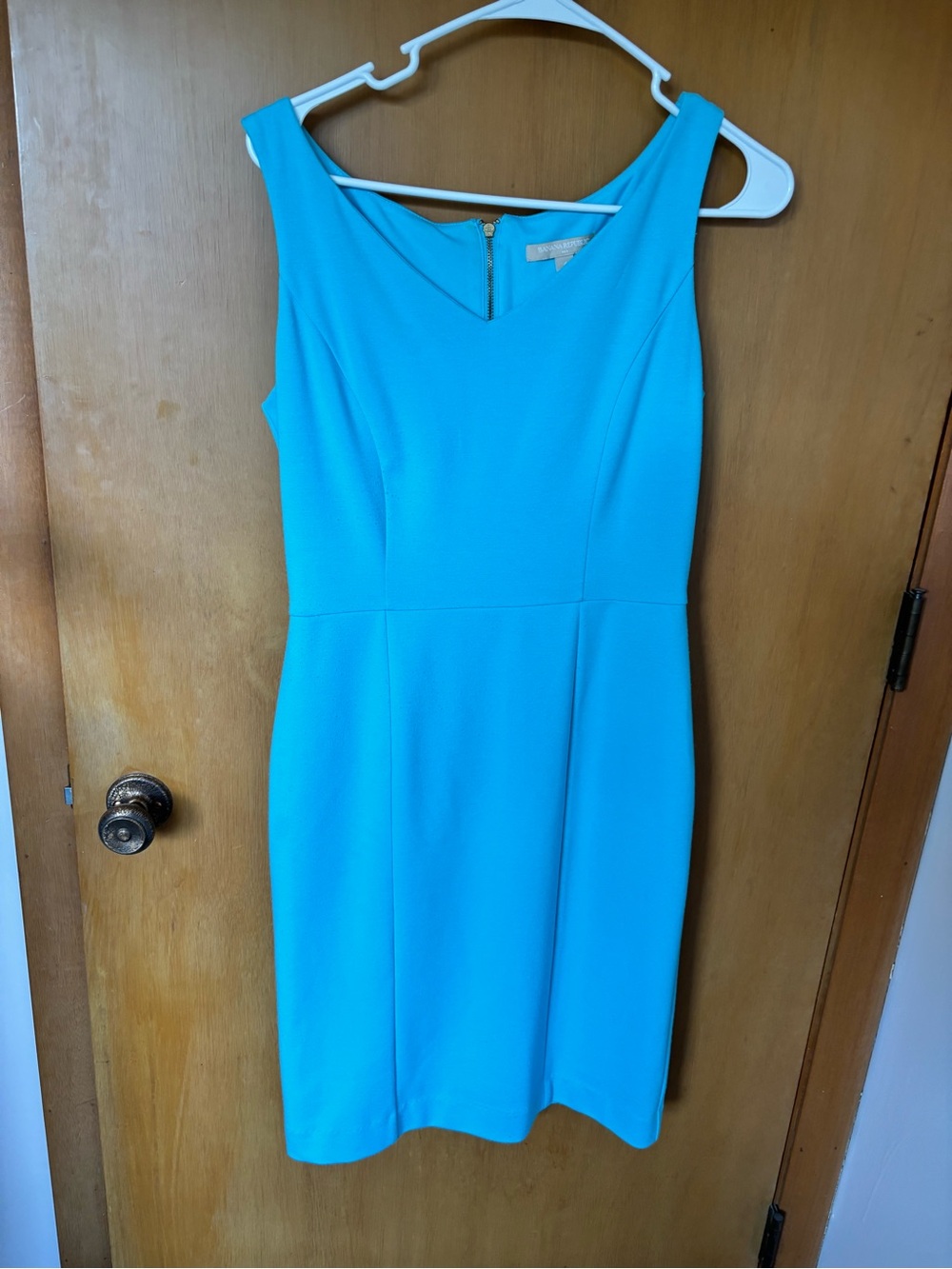 Sleeveless Aqua Sheath Dress